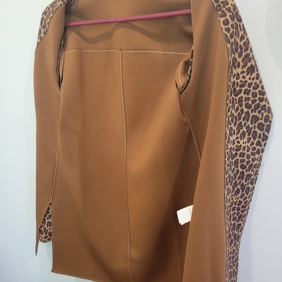 Bellini Fashion Faux Suede Leopard Print Long Jacket XS - Picture 8 of 8